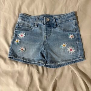 Jumping Beans Blue Denim Shorts with Floral Embroidery